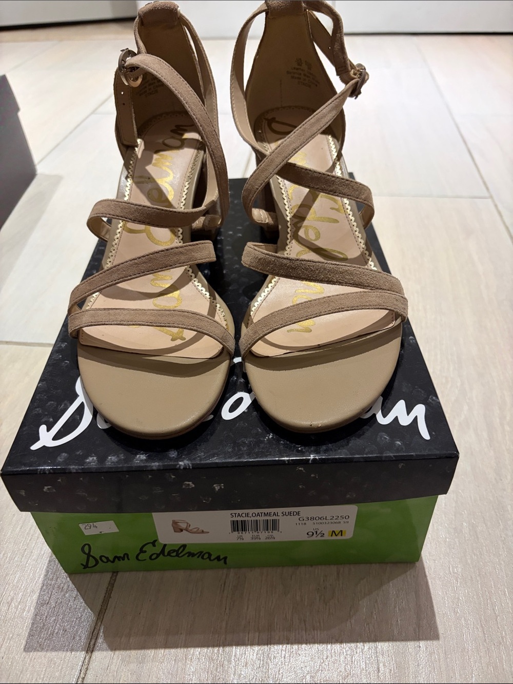 Sam Edelman Strappy Heeled Sandals in Oatmeal